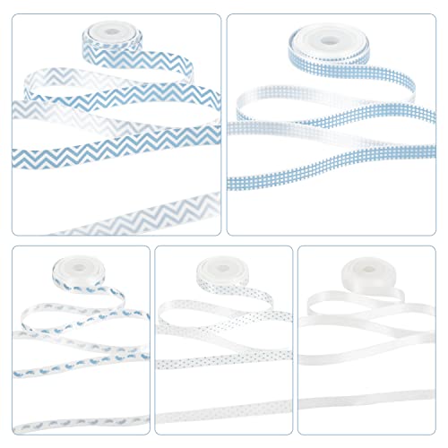 Huihuang Baby Blue Ribbon For Baby Shower Its A Boy Blue Ribbon Assorted Foot Print Elephant Satin Ribbon For Gift Wrapping Crafts Diaper Cake Baby Shower Birthday Favor-5 Yards Each Total 50 Yards #TOP3