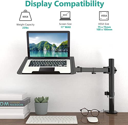 Image of Jin Office Single Monitor Stand | 9 kg Weight Capacity Supports Upto 32 inches Screens | Single Laptop Monitors Arm | Monitor Desk Mount | Height Adjustable Stand (with Laptop Tray)