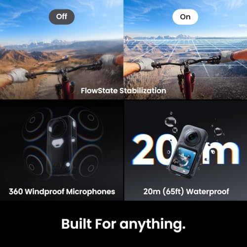 Image of Insta360 X6-8K 360 Camera with 1 /1.1'' Sensors | Action Camera, Dual Custom Square 1 /1.1 inch Sensors, Triple AI Chip, Replaceable Lens 2.0, 140 Minutes 8K Video, Black
