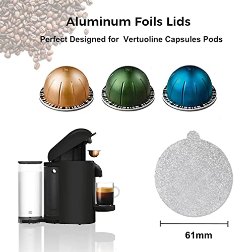 Aluminum Foils Lids For Reusable Nespresso Vertuo Pods, Compatible With Nespresso Vertuoline, 100Pcs Reuse Vertuoline Capsules Coffee Pods Cover Seals (61Mm, Grey) #TOP1