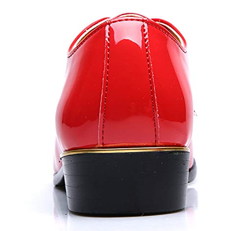 Dress Shoes Men Classic Pointed-Toe Patent Leather Lace-up Formal Oxford Shoes Black Brown Red Grey4