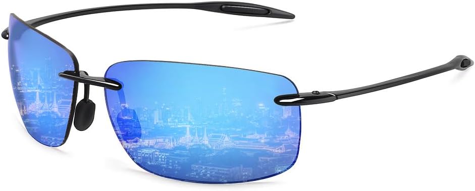 WISTON Sports Polarized Sunglasses for Men Women Tr90 Rimless Frame for Running Fishing Baseball Driving W8001