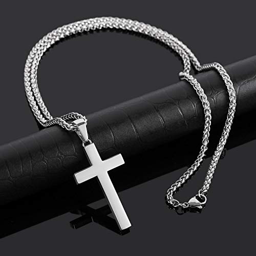 P. Blake Stainless Steel Cross Pendant Necklace For Men Boys Jewelry Gift, Chain Necklace 20 Inches #TOP4
