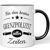 JUNIWORDS Tasse, Für den besten Grenzpolizist aller Zeiten, Schwarz (6084279)