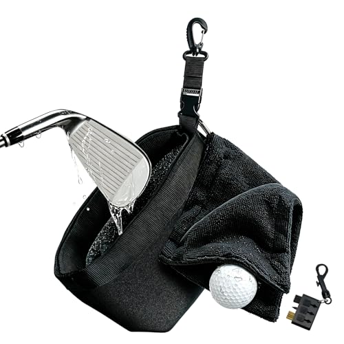 Hongmed Golf Club & Ball Cleaner Bag Leakproof Golf Cleaning Pouch with Removable Inner Pocket for Easy Rinsing Detachable Clip for Belt or Golf Bag Golf Accessories Gift for Dad Husband Golfer