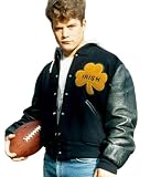 NOTRE DAME Rudy Jacket Irish Varsity Black Bomber Jacket (US, Alpha, X-Large, Regular, Regular, Black)