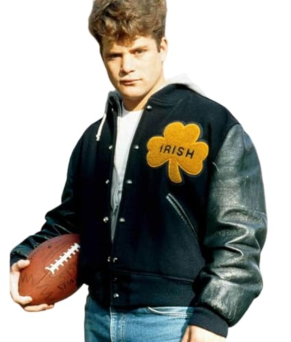 NOTRE DAME Rudy Jacket Irish Varsity Black Bomber Jacket