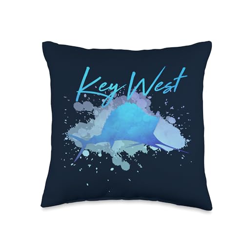 Key West Florida Marlin Swordfish Sport Fishing Fisherman Throw Pillow