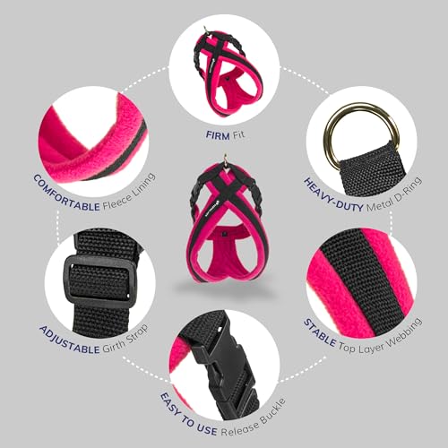 ActiveDogs No Pull Dog Harness - Fleece Lined Easy Walk Dog Harness for Open Neck Comfort - Breathable, Strong & Fully Adjustable Lightweight Dog Collar Vest - Small, Pink (Girth 17\"-22\")