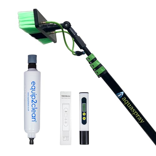 30ft Water-fed Telescopic Extendable Window Cleaning Pole + Inline Di-Filter + TDS Meter - Aquaspray® Bundle Kit