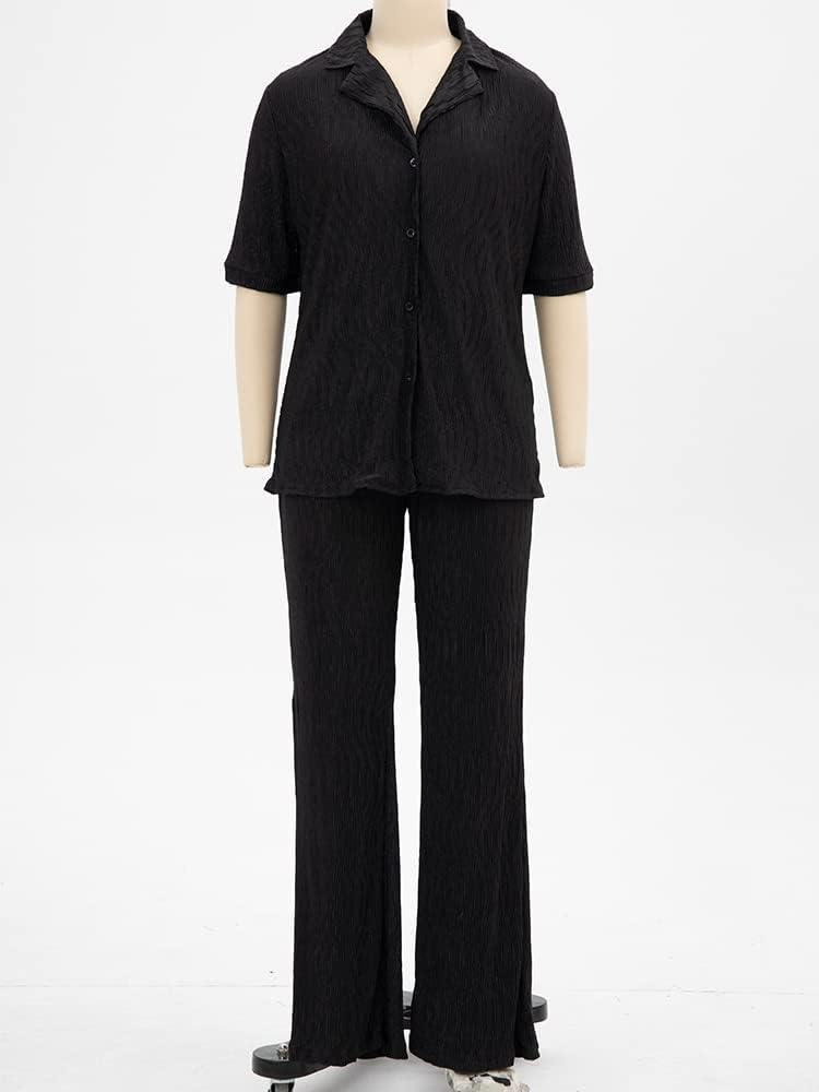 KEYUFANG Women Casual 2 Piece Outfit 90s Pleated Pant Set with Pocket image 5