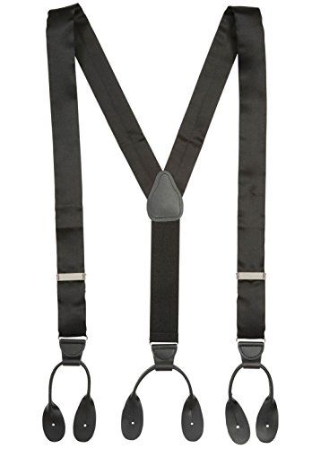 Hold'em 100% Silk Suspenders For Women Y - Back Fancy Solid Button End Dress Suspender Made In Usa – Black #TOP2
