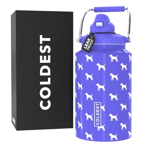 Coldest 128 oz Tumbler with Handle and Straw - 100% Spill Proof Tumbler with Straw (3 Lids) - Stainless Steel Insulated Leakproof Tumblers for Women & Men - Cup Holder Friendly - 128 oz (Cuddly Puppy)