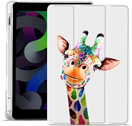 MAYCARI Cute Giraffe 9th Generation ipad Shockproof Protective Case Cover for Girls(10.2 inch,2021/2020/2019 Model, 9th / 8th / 7th Generation), Cartoon Giraffe iPad Case with Pencil Holder
