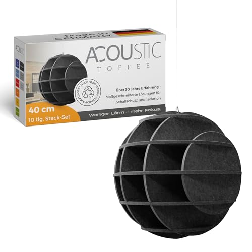 platino24 SATELLITE 3D-Akustik-Objekt Kugel für optimale Raumakustik I Schallabsorber für Decke in innovativem Design I Durchmesser: 40 cm I Recyclebares & anhaltendes Absorber-Element