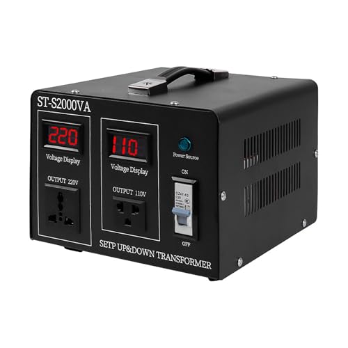 2000W Voltage Converter Transformer 3000 Watt 110/120V to 220/240V Circuit Breaker Protection for Home Use (2000W)