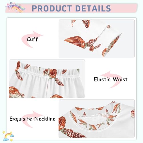 senya Red Cute Turtle White Pajamas Set Long Sleeve Soft Cotton Sleepwear 2 Piece4
