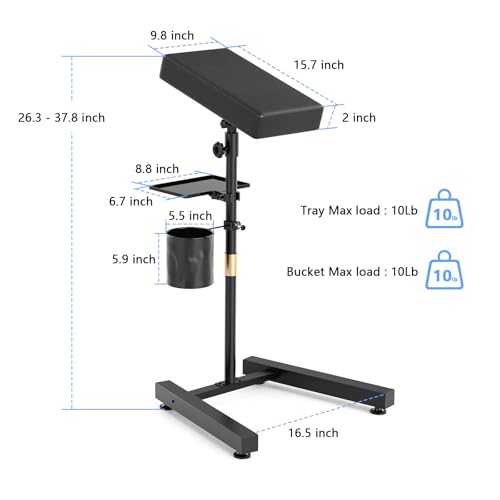 Suporte de braço de tatuagem com bandeja e balde - Suporte de descanso de perna de braço de tatuagem