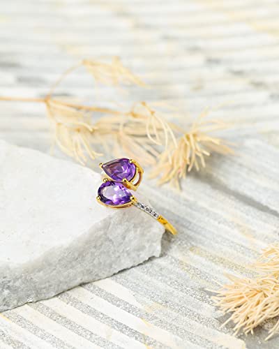 Yotreasure 1.48 Ct. Amethyst White Sapphire 10Kt Yellow Gold Engagement Ring Jewelry #TOP3