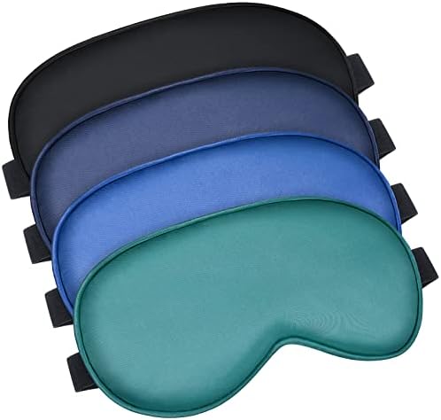 4 Silk Sleep Mask Smooth Soft Eye Mask Eye Mask with Adjustable Shoulder Strap Eye Mask Sleep Shading Travel Relaxation (Royal Blue, Dark Green, Navy Blue, Black)