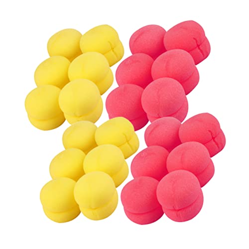 LIFKOME 4Sets Mushroom Hair Curl Sponge Ball Creative DIY Hair Styling Tool for Women Red Yellow Hairdressing Sponge Roller for Overnight Curls Lightweight Easy