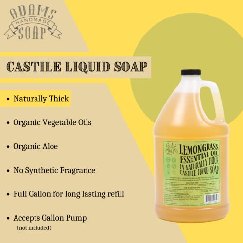 Adams Handmade Soap Thick Castile Liquid Hand Soap 1 Gallon Refill - Lemongrass #TOP3
