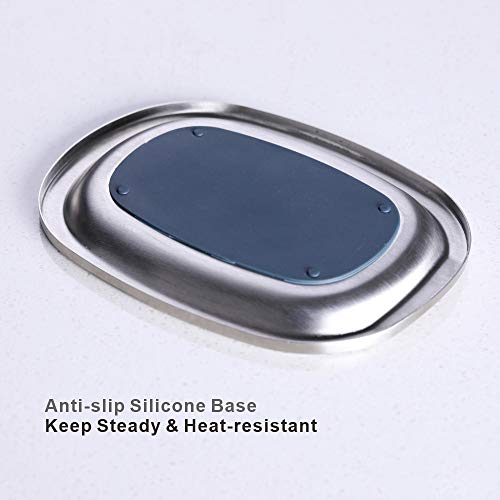 Kitchendao SPOON REST With Non-Slip Silicone Pad For Stove Top Kitchen Counter, 18/8 Stainless Steel Spoon Holder, Extra Large Resting Area thumb #3