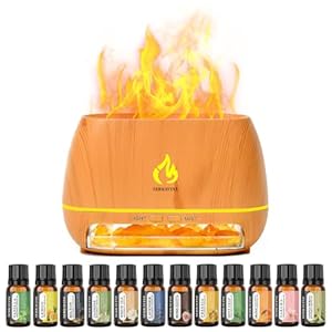 Ultrasonic Essential Oil Diffuser Set with 12 Best Aromatherapy Oils, Gift Box & Bag, Himalayan Salt Lamp Diffuser，Cool Mist Humidifier for Bedroom, Scent Diffusers for Home