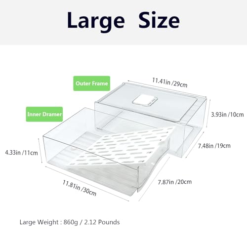 Refrigerator Organizers and Storage Drawer, Stackable Fruit Storage Containers for Fridge, Reusable Fridge Organizer fit - Additional View