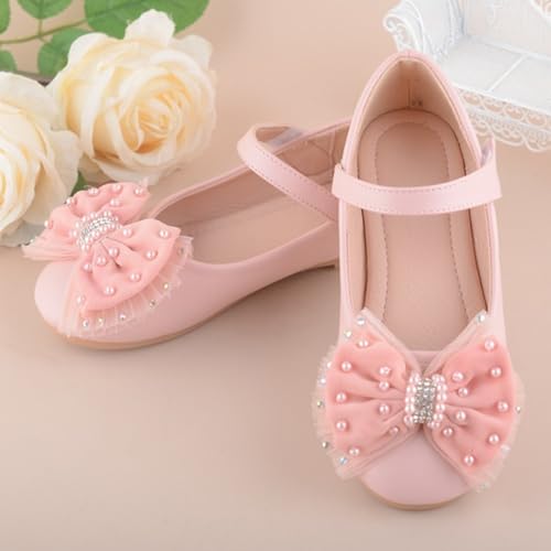 Dress Shoes for Girls Bow Flower Girl Mary Jane Flat Comfortable Soft Sole Dress Shoes for Wedding Party2