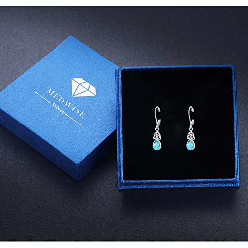 Celtic Teardrop Leverback Earrings For Women Girls Sterling Silver Turquoise Celtic Knot Earrings Turquoise Jewelry Irish Celtic Trinity Earrings #TOP6