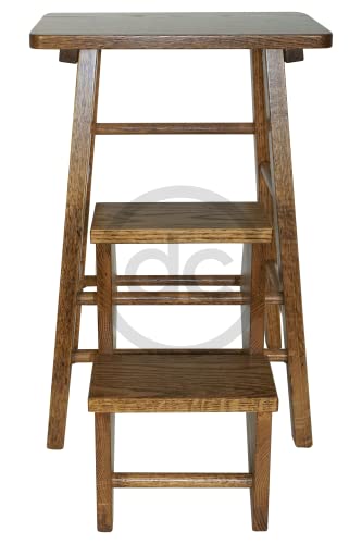 DutchCrafters Solid Oak Wood 2-Step Folding Step Stool, Foldable Wooden Step Ladder - Amish Made in America (Oak, Medium Walnut)