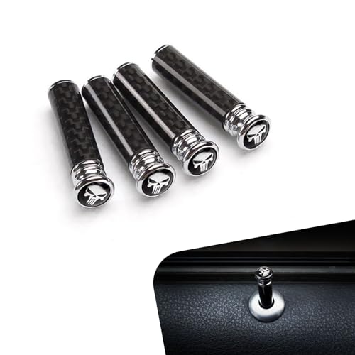 getfay 4 Pack Car Door Lock Knobs, Aluminum Alloy Inner Door Lock Pull Pins, 1.92" x 0.47" Skull Decorative Kits, Door Bolt, Auto Replacement Parts, Universal for Most Cars, Trucks (Black #2401)
