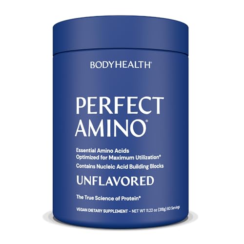 BodyHealth PerfectAmino - BCAA and EAA Powder for Pre and Post Workout - Amino Acid Energy Drink for Men and Women to Support Lean Muscle and Recovery - Unflavored (Lightly Sweetened) - 60 Servings