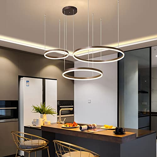 Chandelier LED moderne dimmable à 3 bagues pour éclairage de salon