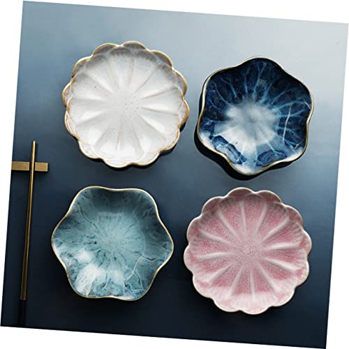 BRIGHTFUFU Sunflower Ceramic Dipping Sauce Dishes Set of 3 Vintage Style Seasoning Plates 4.44 Inch for Soy Mustard Condiments Creative Tableware for Home Restaurant by BRIGHTFUFU - Image 4