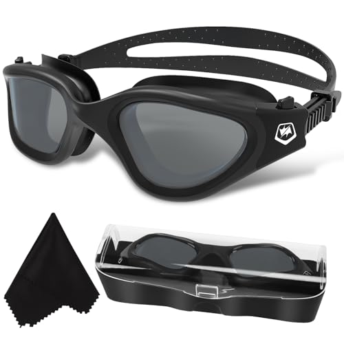WIN.MAX Polarized Swimming Goggles Swim Pool Goggles Anti Fog Anti UV No Leakage Clear Vision for Men Women Adults Teenagers Pc-all Black/Non-polarize