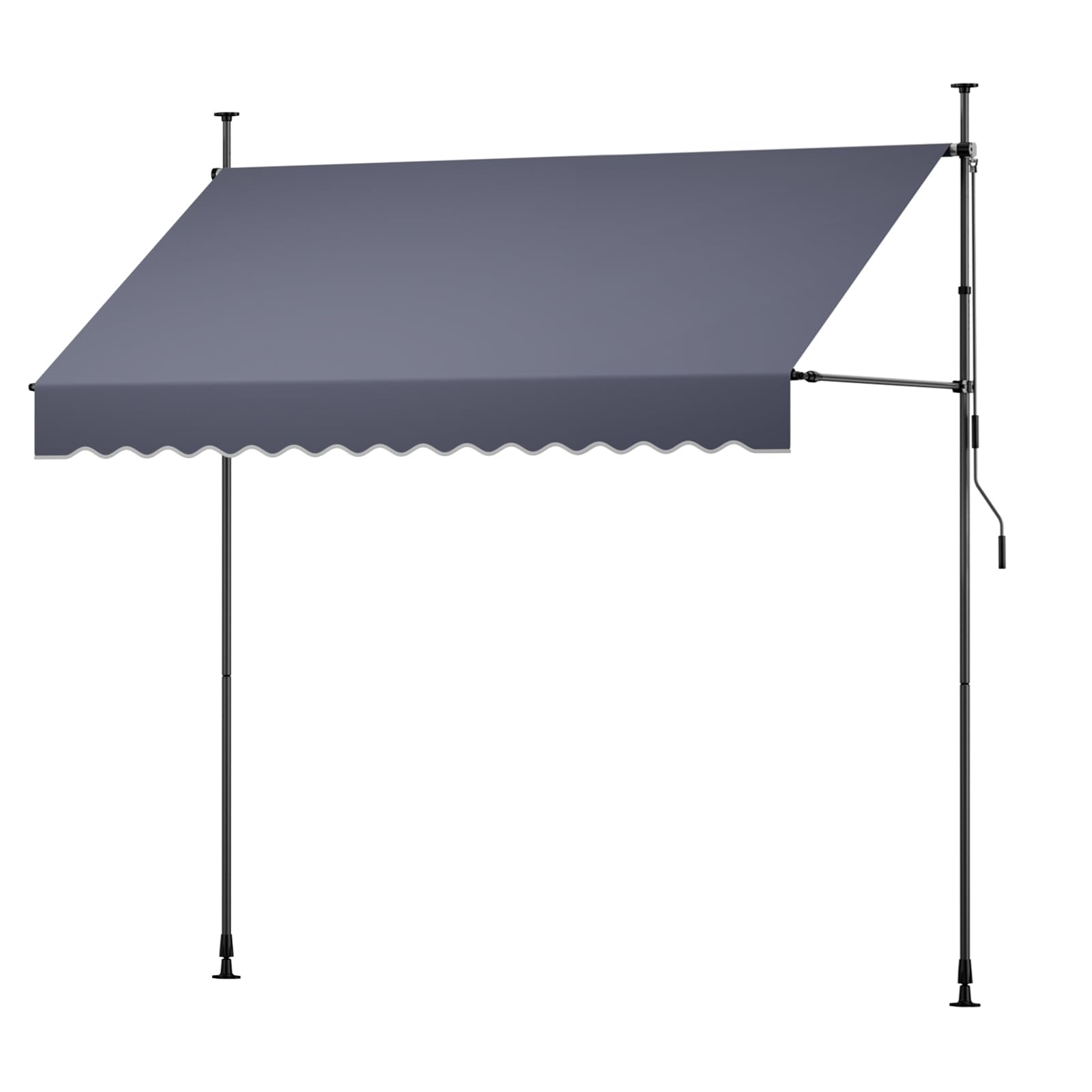 VEVOR Tenda da Sole Retrattile Manuale 300 cm per Esterni da Patio, Tendalino Parasole Retrattile, Grigio Scuro, Altezza Regolabile, con Manovella, per Protezione Cortile Giardino Balcone Terrazza