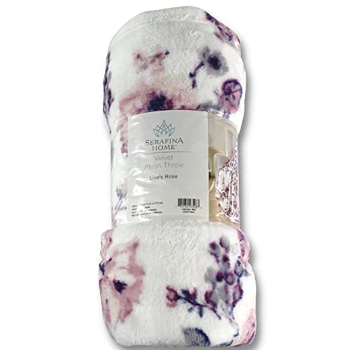 Decorative Throw Blankets: Soft Plush Lively Rose Floral Accent For Couch Or Bed, Colored: Blush Pink Purple Navy Blue Grey White #TOP4