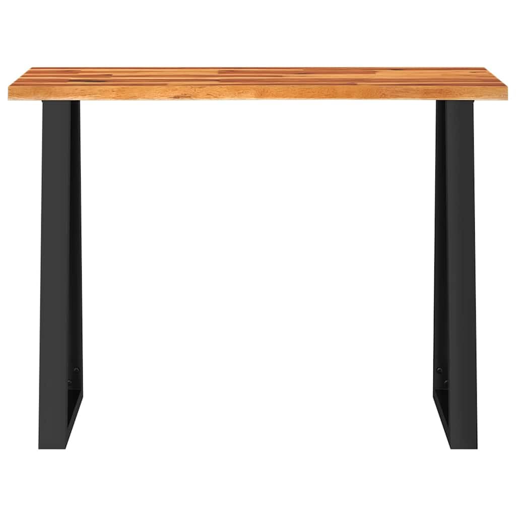 Stolik konsolowy, krawędź drzewa z litego drewna akacjowego, 110 x 35 x 80 cm, z malowanymi proszkowo nogami stalowymi, stolik pomocniczy, stolik do odkładania do salonu, korytarza, biura