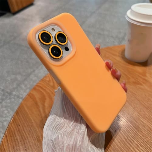 Coque silicone liquide pour iPhone 16 orange de protection anti-choc fine