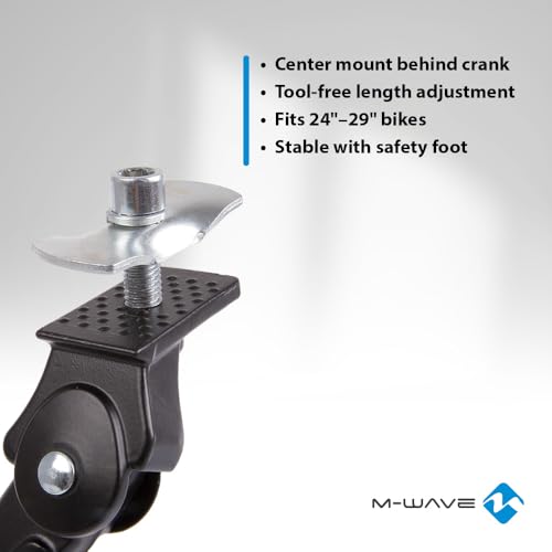 M-Wave KSCP24-29 Fahrrad Parkstütze Aus Aluminium Montage Mittig (hinter Tretlagergehäuse), Schwarz, 24-29 Zoll