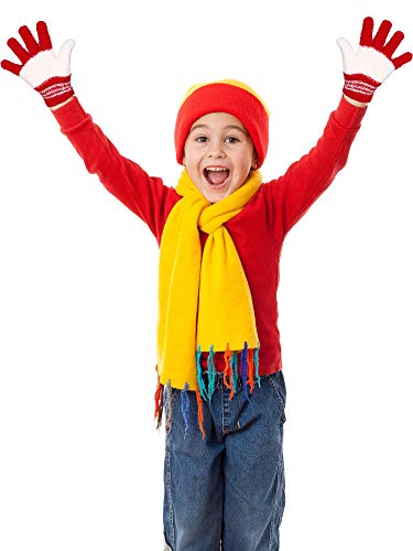 Image of SATINIOR 5 Pairs Kids Gloves Full Fingers Knitted Warm Gloves Winter Mittens for Little Boys and Girls Daily Supplies