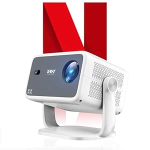 Xgody Projector for Bedroom, Netflix Official 4K Supported Smart projector Adjustable Brightness Levels AI Voice Recognition Auto Focus & Keystone Portable Projector for Home Movie