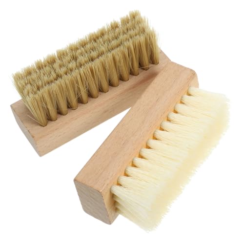 KOMBIUDA 2piezas Cepillo Limpiador De Ropa y Zapatos con Mango De Madera y Cerdas Duras y Suaves Multiusos para Limpieza Doméstica y Fregar Eficazmente