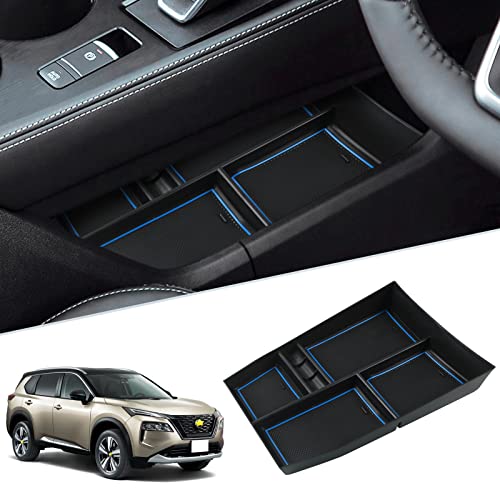 SKTU 日産 エクストレイル X-TRAIL 4代目 新型 車用 内蔵型コンソールボックス t33収納トレイ ラバーマット付き 小物入れ コインケース 装着簡単 カスタムパーツ 滑り止め 専用 騒音軽減 傷消し ABS樹脂製 無臭無毒 エクストレイルt3