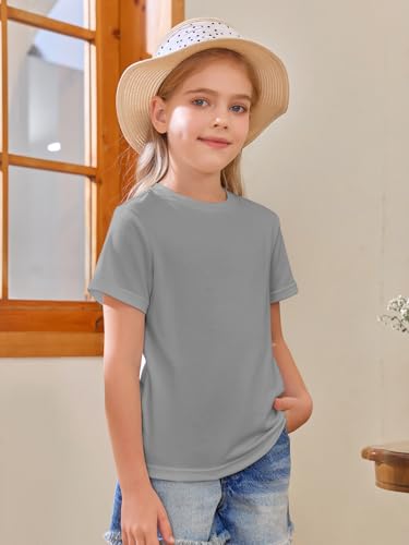 Image of Girls Short Sleeve T Shirts Kids Summer Tops Crewneck Tees 5-14 Years