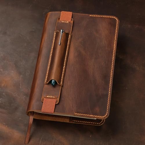Personalised Bible Cover Made of Full Leather, Vintage Style Book Cover with Optional Laser Engraving, Handmade Leather Case with Optional Pen Pocket, Christian Gifts, Christening Gift