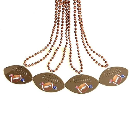 afson 12Pcs Football Necklaces Event Pendant Party Beads Super Bowl Sports Football Bead Necklaces Party Supplies, brown