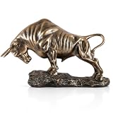 LINYTHER Wall Street Bull Statue, Charging Bull Resin Desk Sculpture, Stock Market Ornament for Office Shelf Mantel Tabletop, Financial Advisor Office Decor, Trading Gift for Day Traders